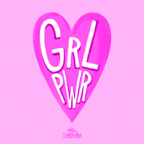 Girl Power Pumping Pink Heart Artwork GIF