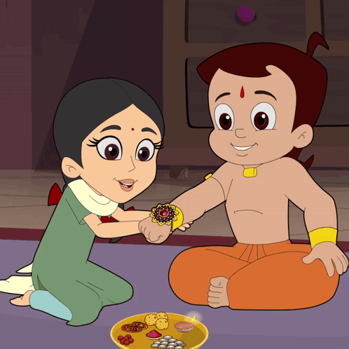 Girl Putting Bracelet on Boy