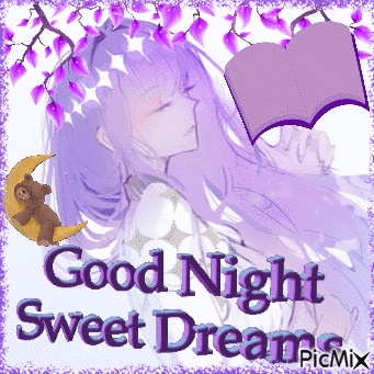 Girl Reading Book Good Night Sweet Dreams