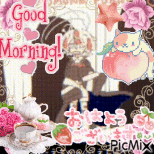 Girl Reading Book With Good Morning
