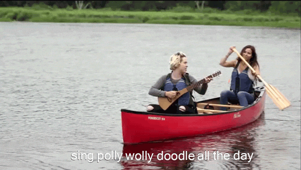 Girl Ride Skiff Sing Wolly Polly GIF