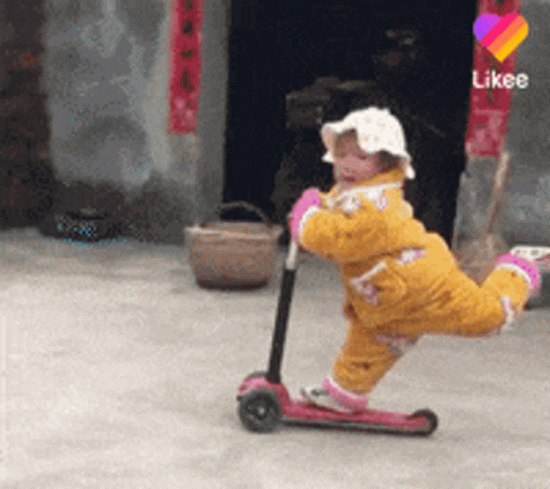 Girl Riding Scooter with Like Icon