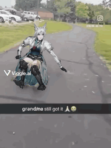 Girl Riding Skateboard Grandma Still Got It