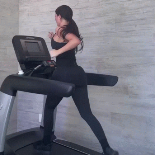 Girl Running On Treadmill GIF