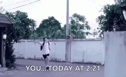 Girl Running Street Saying You Today 2:21