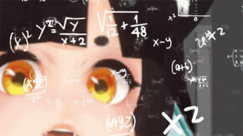 Girl's Face Surrounded by Math Equations