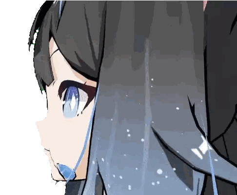 Girl's Face with Blue Eyes and Black Hair