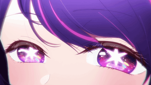 Girl's Purple Hair And Eyes Close Up GIF