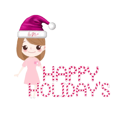 Girl Santa Hat Happy Holidays