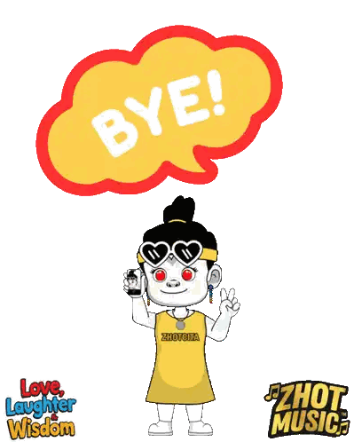 Girl Saying Bye in Speech Bubble