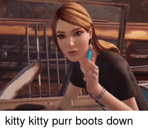 Girl Saying Kitty Kitty Purr Boots