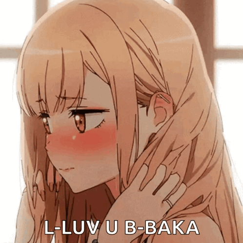 Girl Saying L-Luv U B-Baka GIF