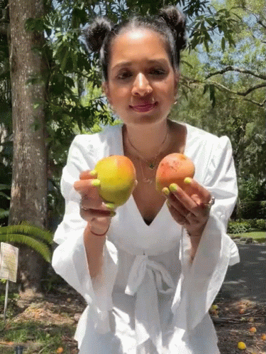 Girl Showing Pears Fruit GIF