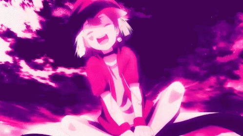 Girl Sitting Cross-Legged Smiling in Pink and Purple Background