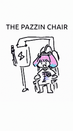 Girl Sitting in Chair Saying The Pazzin Chair