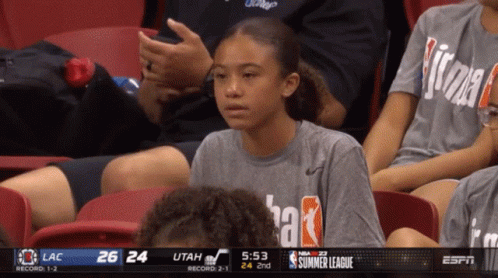 Girl Sitting In Stands At Basketball Game GIF