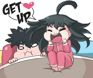 Girl Sitting on Bed Next to Boy