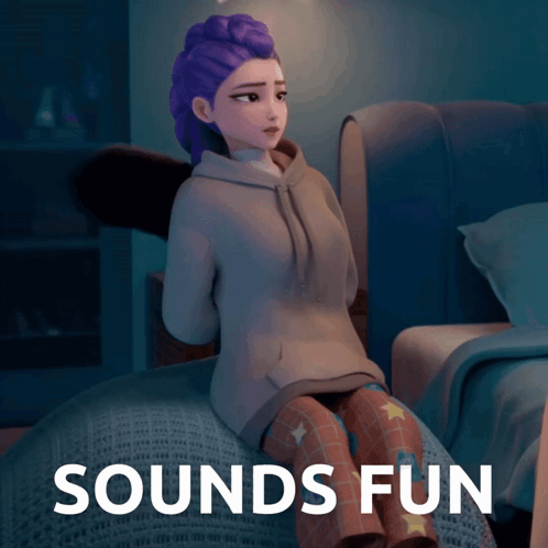 Girl Sitting on Bed Saying Sounds Fun