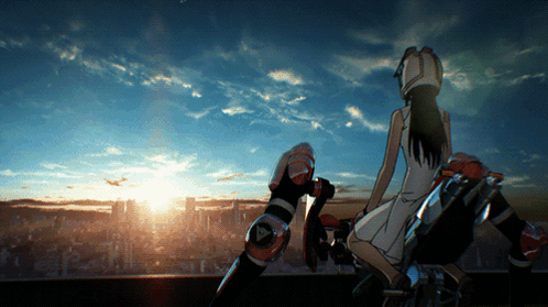 Girl Sitting On Motorcycle At Sunset GIF