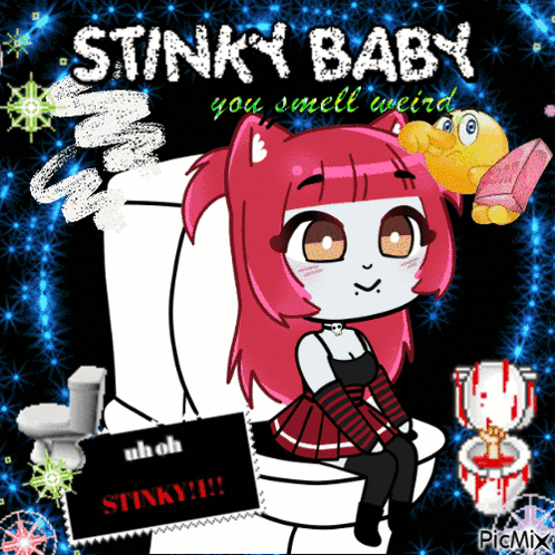 Girl Sitting On Toilet Stinky Baby GIF