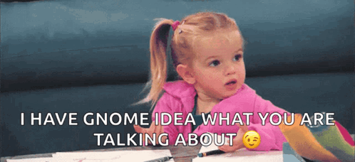 Girl Sitting With Smiley and Gnome Idea