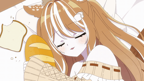 Girl Sleeping With Bread Slice
