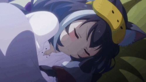 Girl Sleeping With Yellow Duck Headband GIF