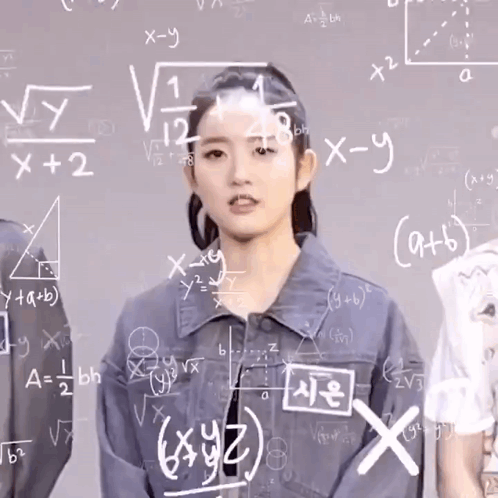 Girl Standing in Front of Blackboard with Math Equations