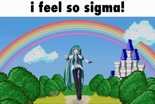 Girl Standing In Front Of Rainbow I Feel So Sigma GIF