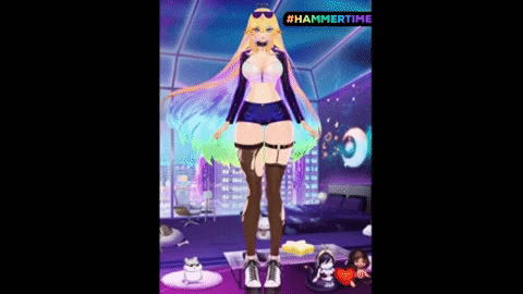 Girl Standing in Room with Hammertime Logo
