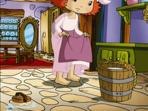 Girl Standing Next to Bucket