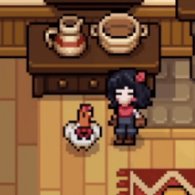 Girl Standing Next to Chicken in Video Game