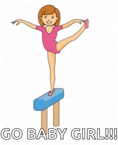 Girl Standing on Balance Beam Go Baby Girl