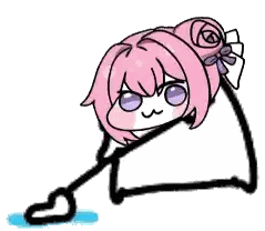 Girl Stick Figure with Pink Hair in Puddle