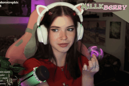 Girl Streamer Playing Fidget Spinner GIF