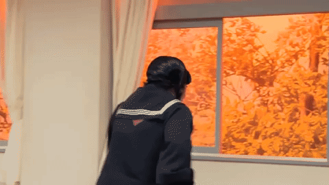 Girl Student Jumping Out Window GIF