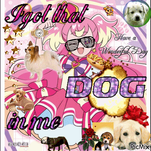 Girl Surrounded by Dogs I Got That Dog in Me