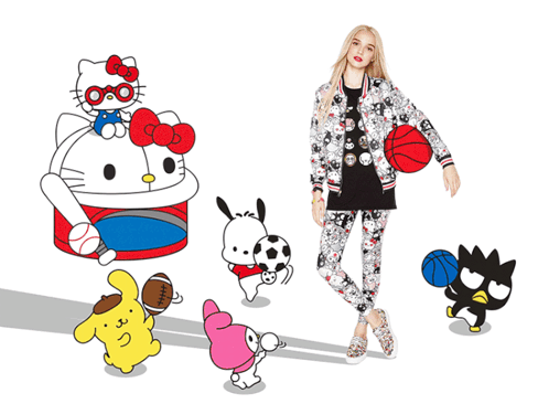 Girl Surrounded by Hello Kitty and Characters