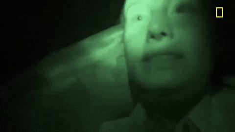 Girl Talking Night Vision Camera Spider Walking Chest GIF