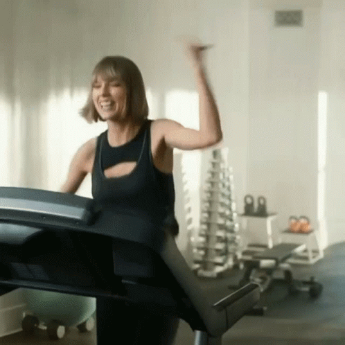 Girl Tripping On Treadmill GIF