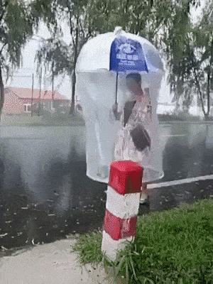 Girl Umbrella Coat GIF