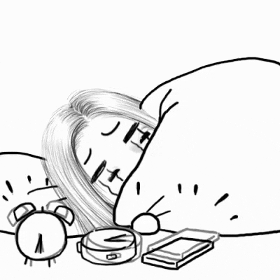 Girl Under Blanket Waking Up On Alarm GIF