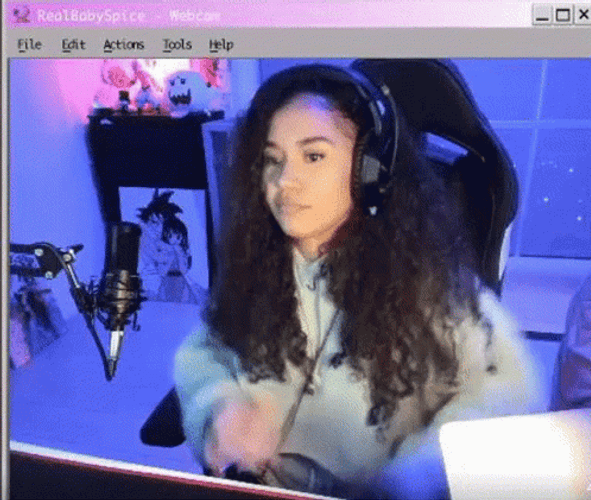 Girl Vibing Webcam GIF