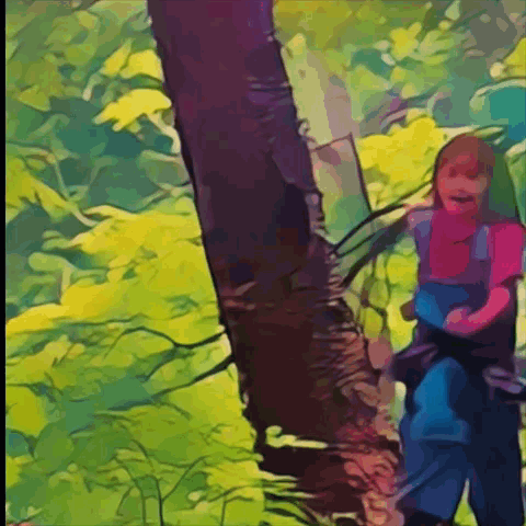 Girl Walking in Woods