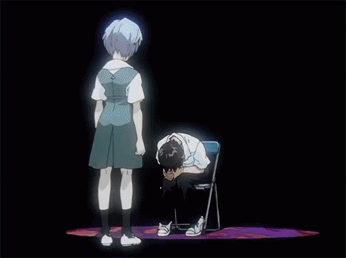 Girl Watching Shinji Cries GIF