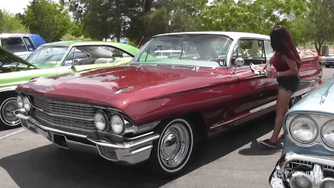 Girl Wax On Wax Off On Old Car GIF