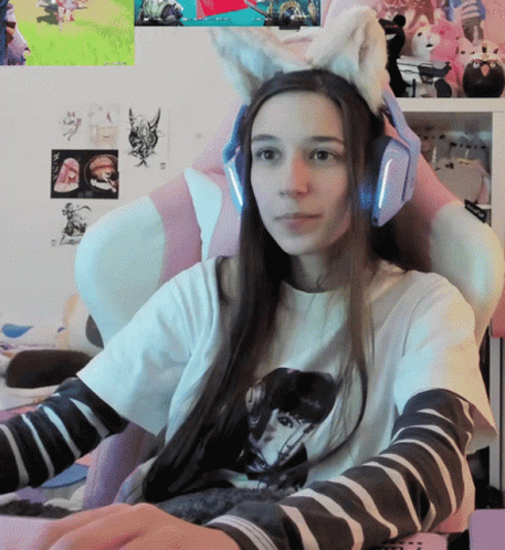 Girl Wearing Cat Ear Headband