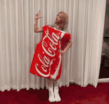 Girl Wearing Coke Drink Costume GIF