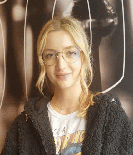 Girl Wearing Glasses And For A Dip Shirt GIF
