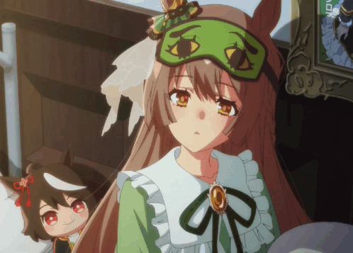 Girl Wearing Green Sleep Mask GIF